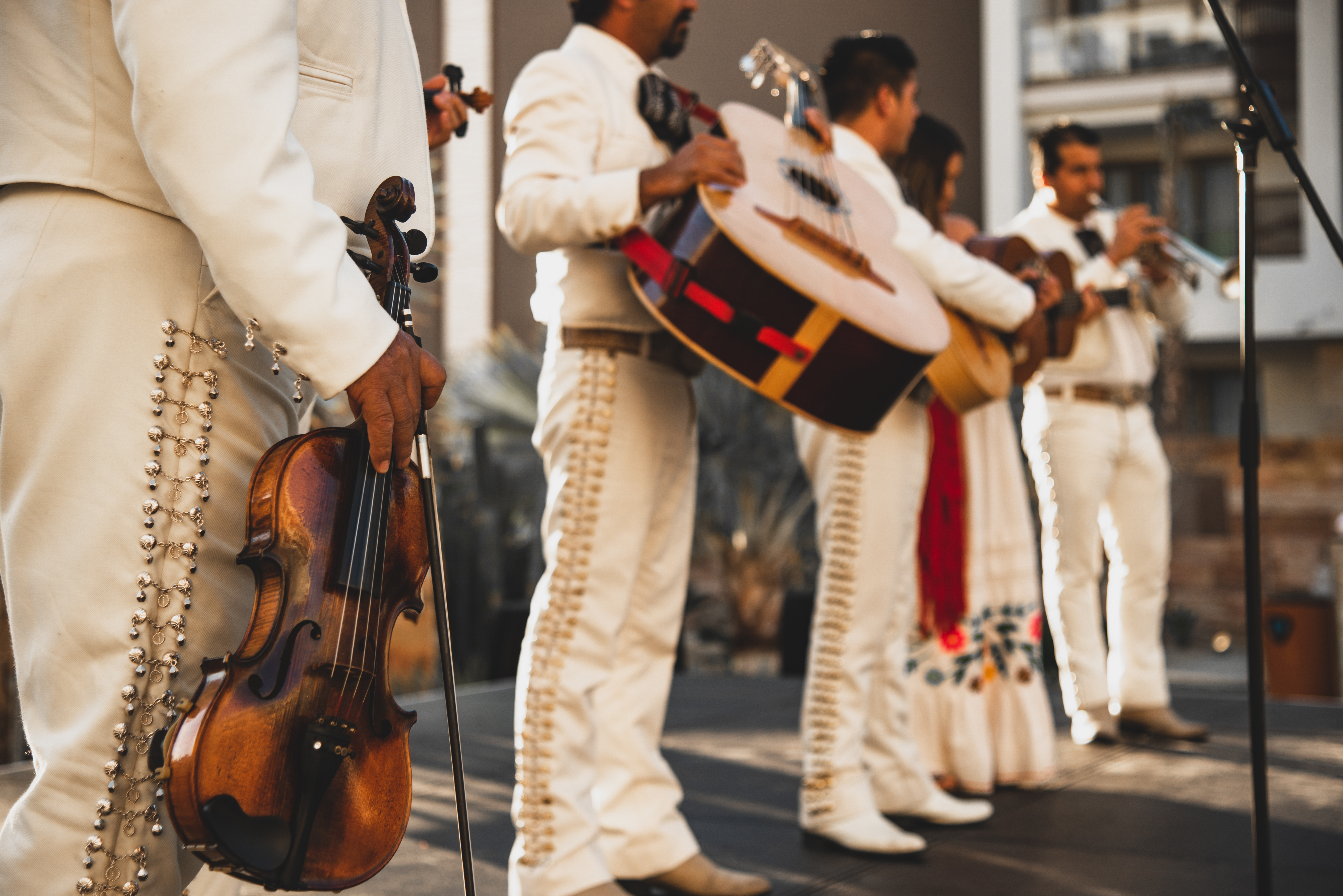 Low angle close up of a Mexican Mariachi
